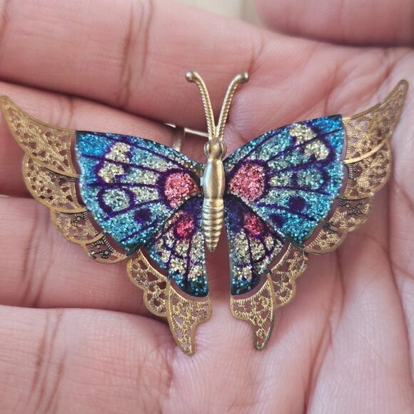 Jewelry - Vintage Pin BUTTERFLY Multi Color Brooch Women Jewelry Pin Unbranded